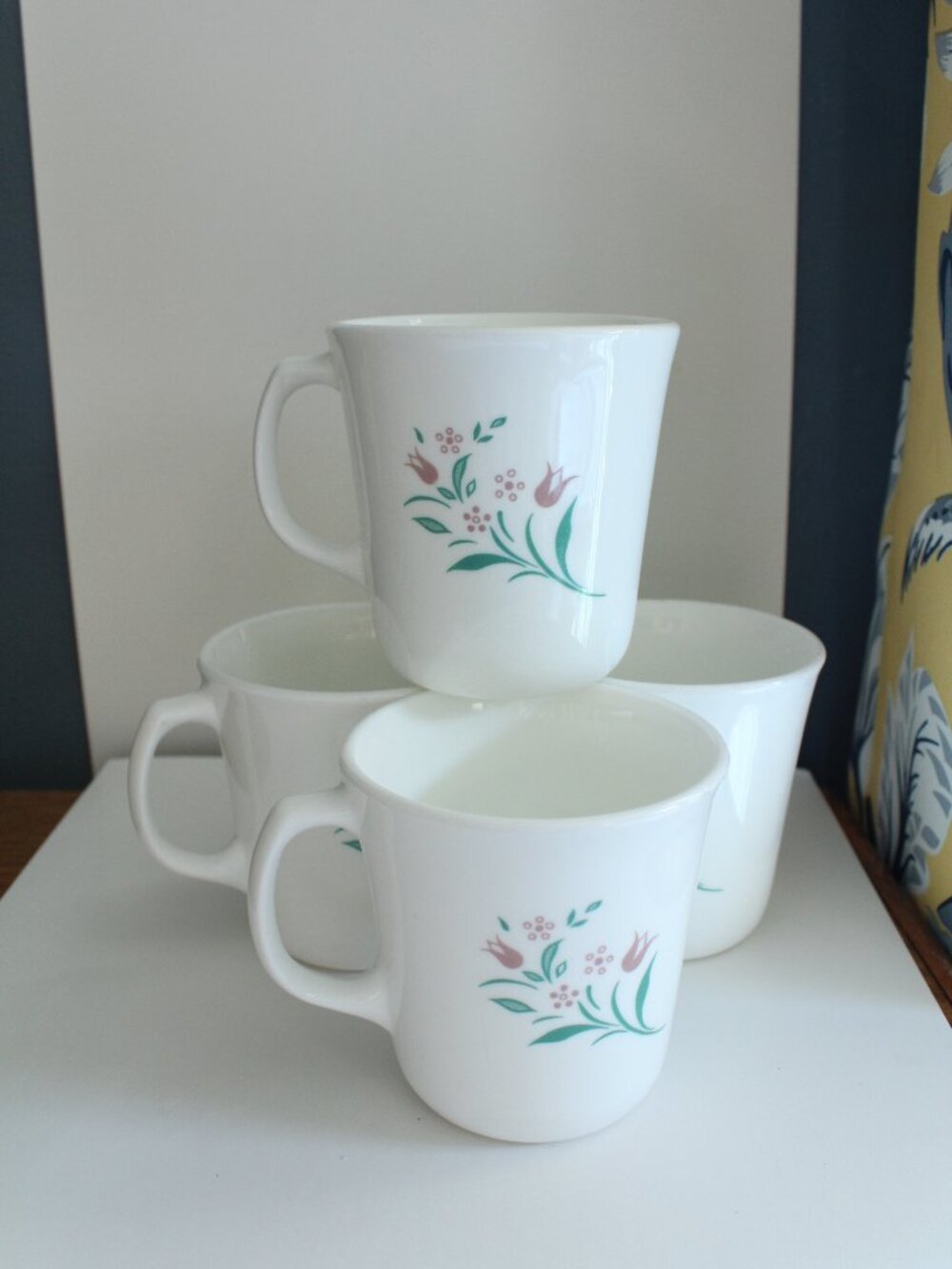 Lot of 4 Corelle Rosemarie Coffee Mugs/Cups
